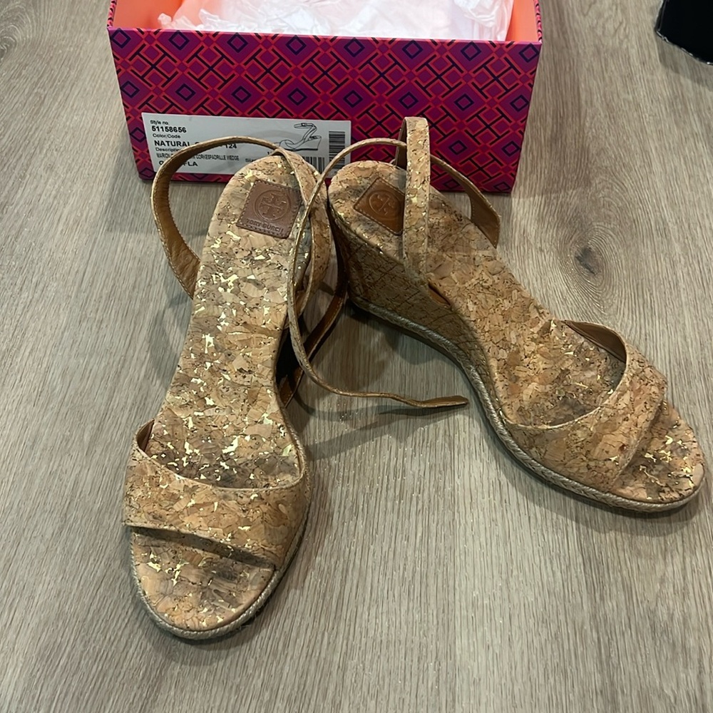 Tory Burch Cork espadrille wedge sandal size 9